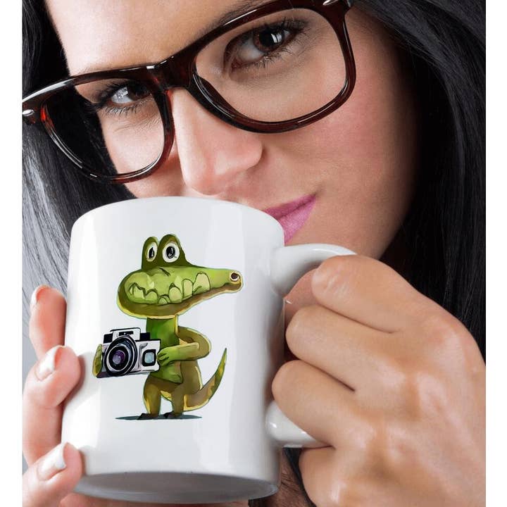 3dRose - Wholesale Coffee Mug - 3dRose, Cute Funny Alligator Photographer with Camera Photography Cubism, Mug9