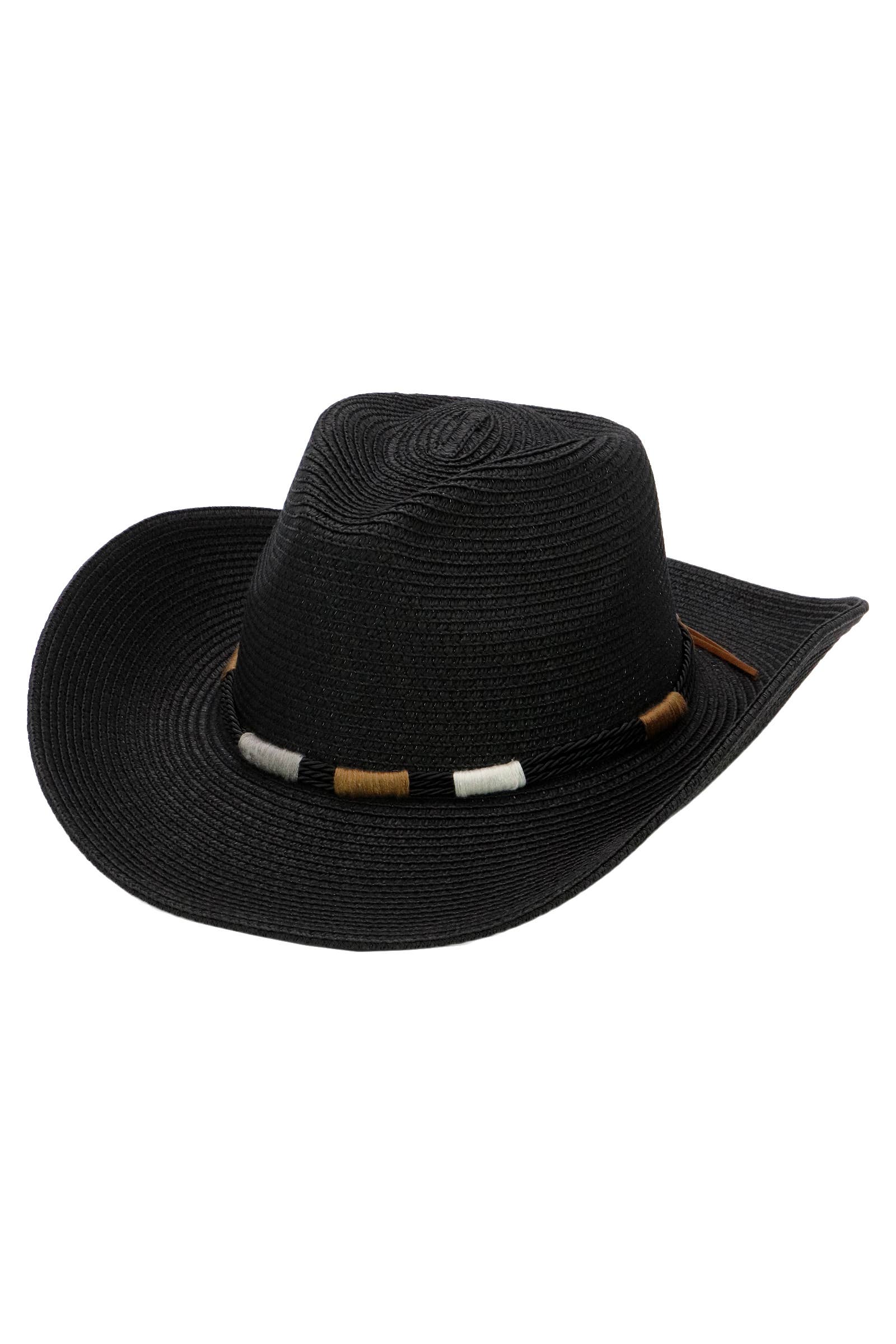 Cap Zone - Wholesale Straw Hat - Women's - Coastal Stitch Braided Belt Paper Straw Cowboy Hat4