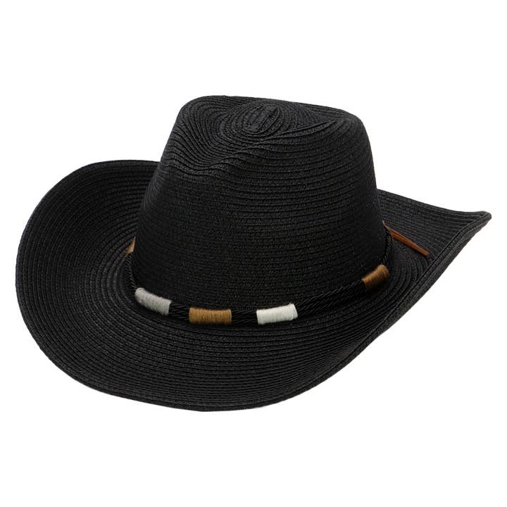 Cap Zone - Wholesale Straw Hat - Women's - Coastal Stitch Braided Belt Paper Straw Cowboy Hat4