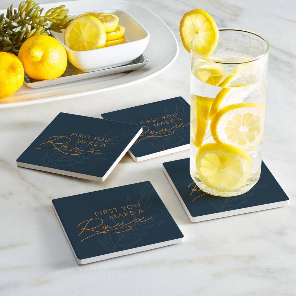 Love Local - Wholesale Coasters - Modern Minimalist Louisiana Roux Saying | Absorbent Coasters | Set of 4 | Min 21