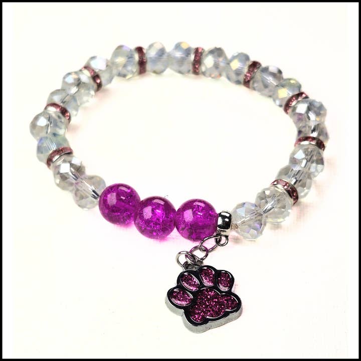 Rosa-Kristall Chunky Haustierpfoten-Armband für den Großhandel von Toizan Jewelry