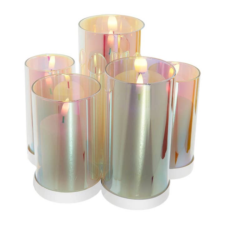 4.5“-6.9“ LED Iridescent Glass Candles, 5-Piece Set for wholesale by Kurt S. Adler, Inc.