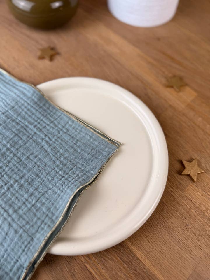 Juego de 4 Servilletas de Mesa – Gasa de Algodón – Verde Grisáceo – 40x40 cm para venta al por mayor de CHARMY