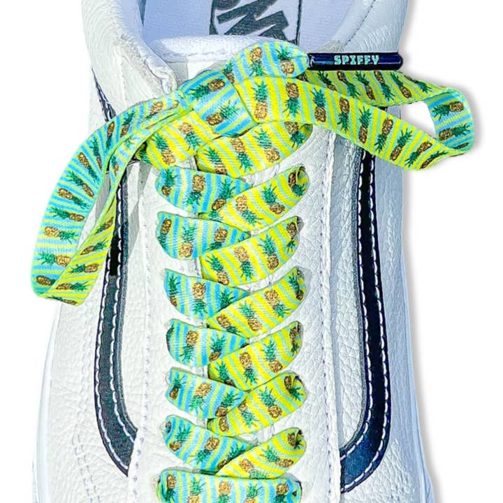 Lacets de chaussures ananas 100% recyclés FLAT Premium pour la vente par Spiffy Laces