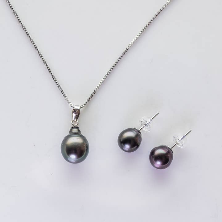Tahitiaanse Zuidzee zwarte parels Camden Set 8-10 mm voor wholesale door Vayo Pearls