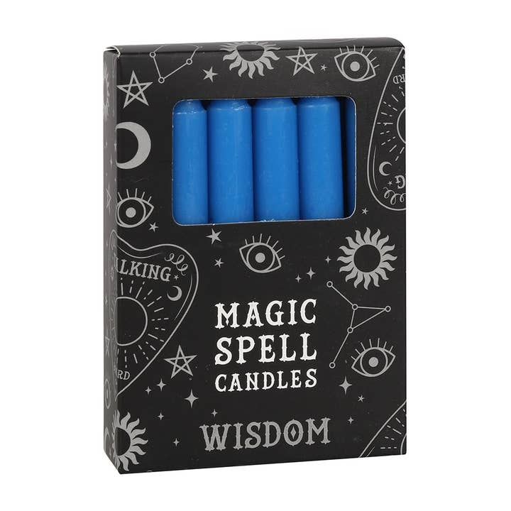 Something Different Wholesale - Wholesale Tapered candle/candlestick - Set of 12 Blue 'Wisdom' Magic Spell Candles1