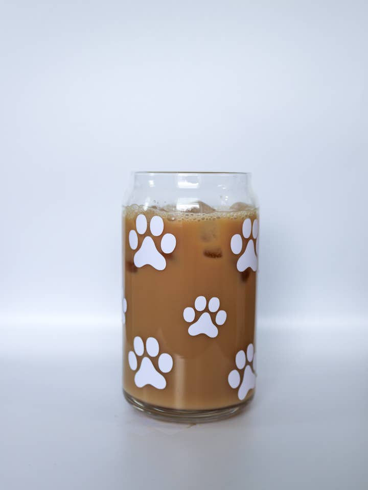 Paw Print Glass Can for wholesale by Rosey Design Co.