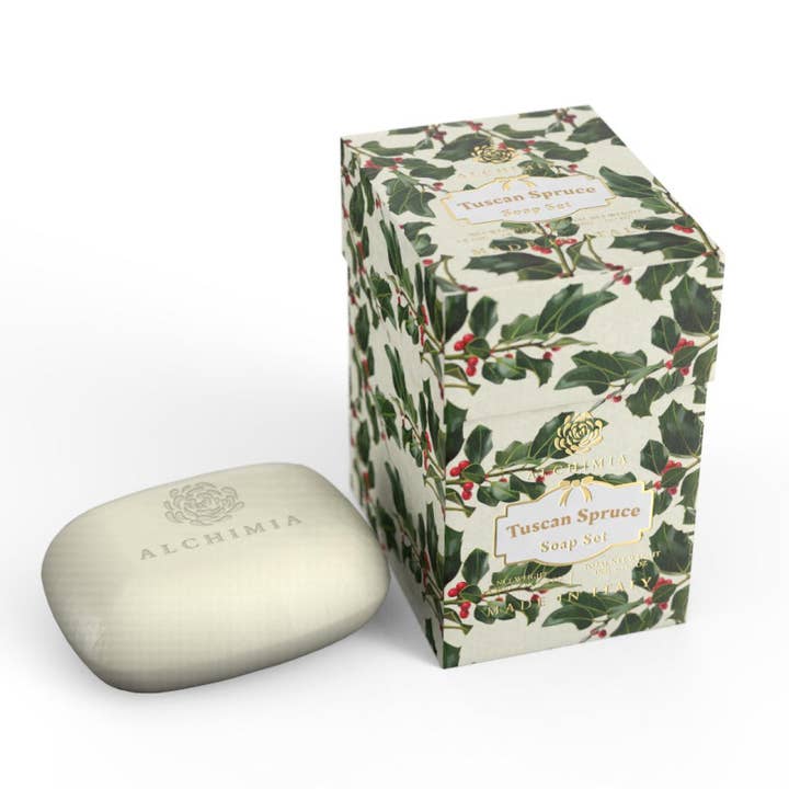 pirotta srl - Wholesale Bar Soap - Christmas Cube Box with 3 Tuscan Spice Soaps