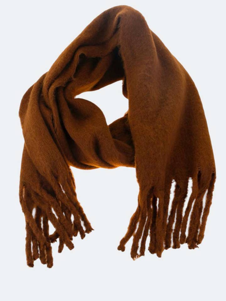 WOOL BLEND SCARF, BROWN COLOR 9 for wholesale by Kbas