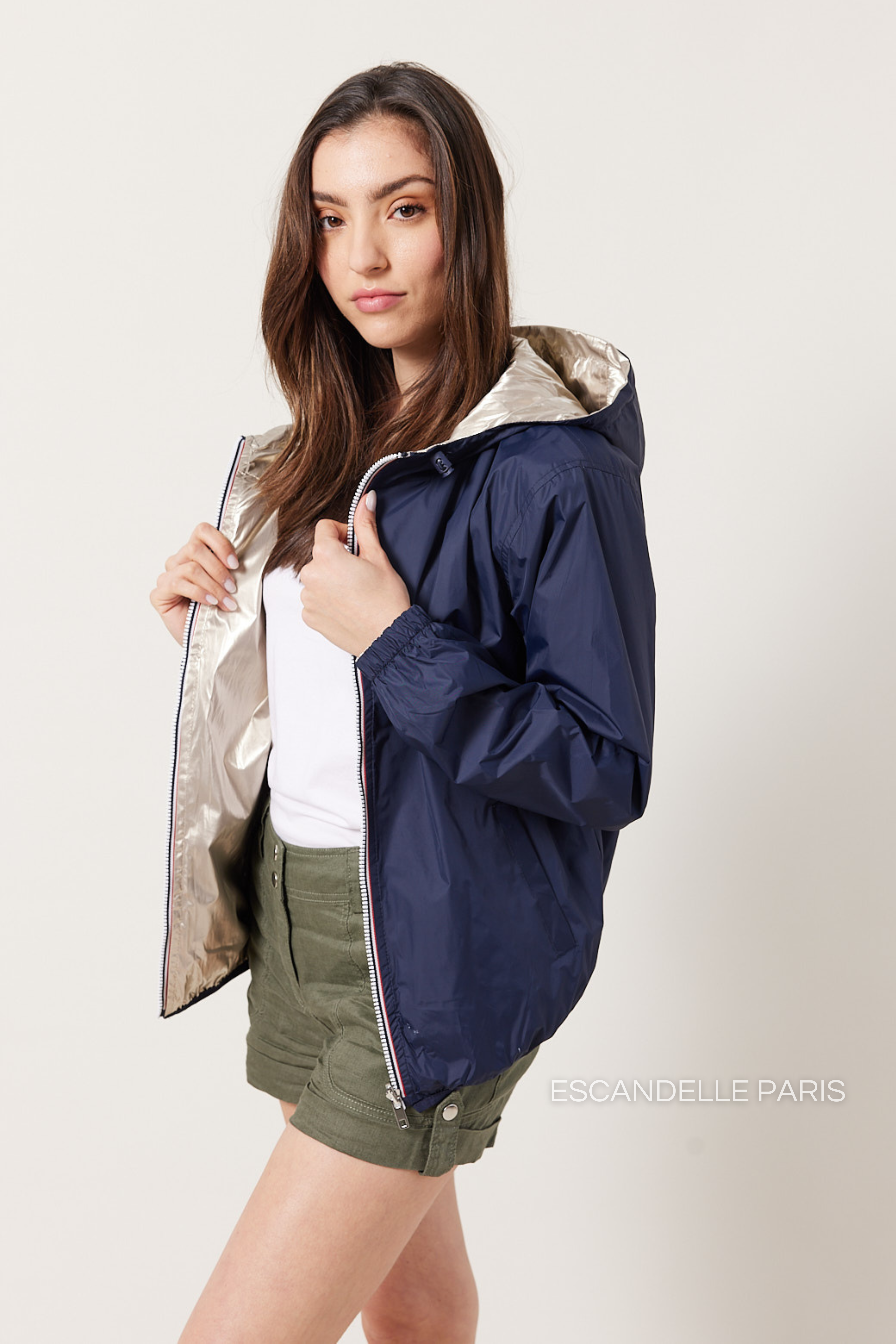 Escandelle Paris - Wholesale Parka - Women's - Short Reversible Waterproof Solid Parka29