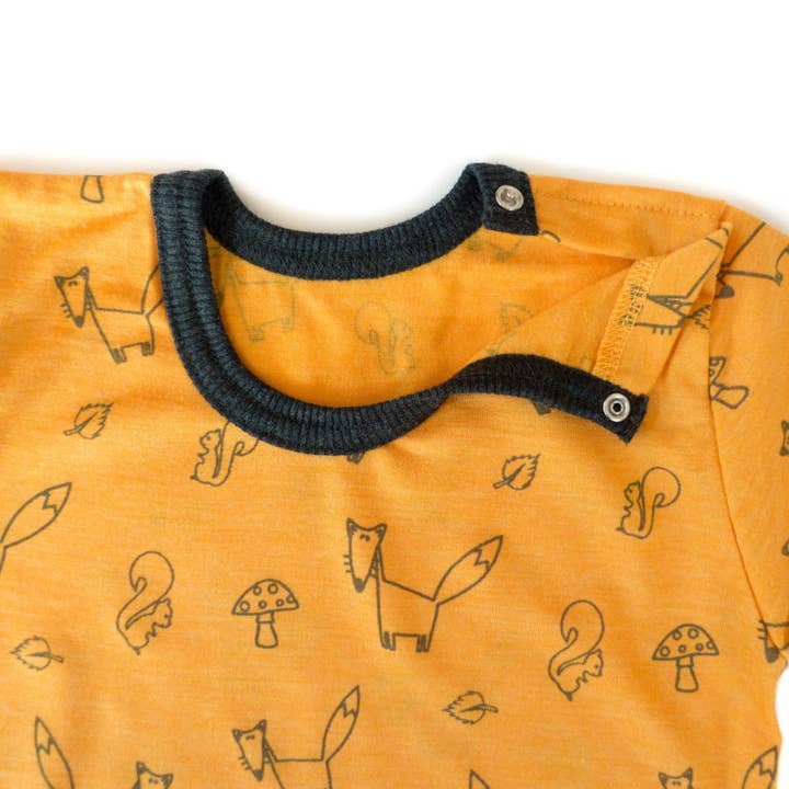 Glückskind - Vendita all'ingrosso Maglietta - Bambini - Camicia in volpe giallo sole, lana merino e seta (organica/GOTS)