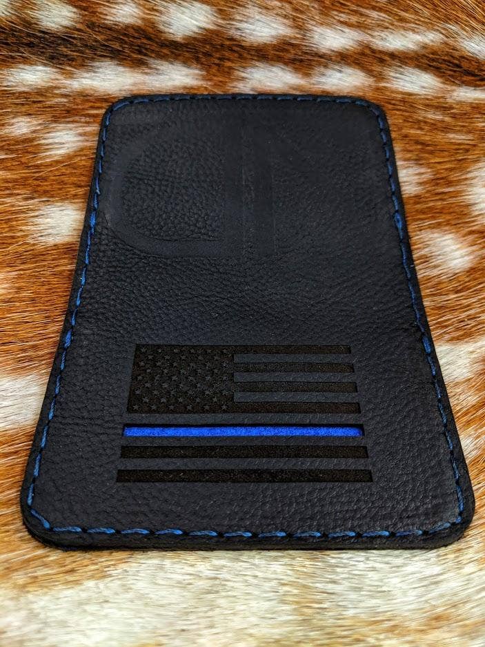 Thin Blue Line Leather Wallet for wholesale by NDesigns Leather