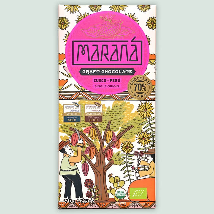 Marana Dark Chocolate Bar Cusco 70% (Peruvian Chocolate) for wholesale by Bar & Cocoa Chocolate