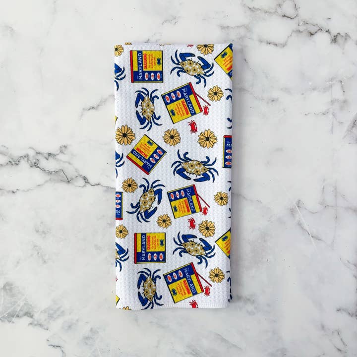 Jami Creates - Wholesale Tea Towel - Maryland Seasoning Patterned Waffle Kitchen Dish Towel