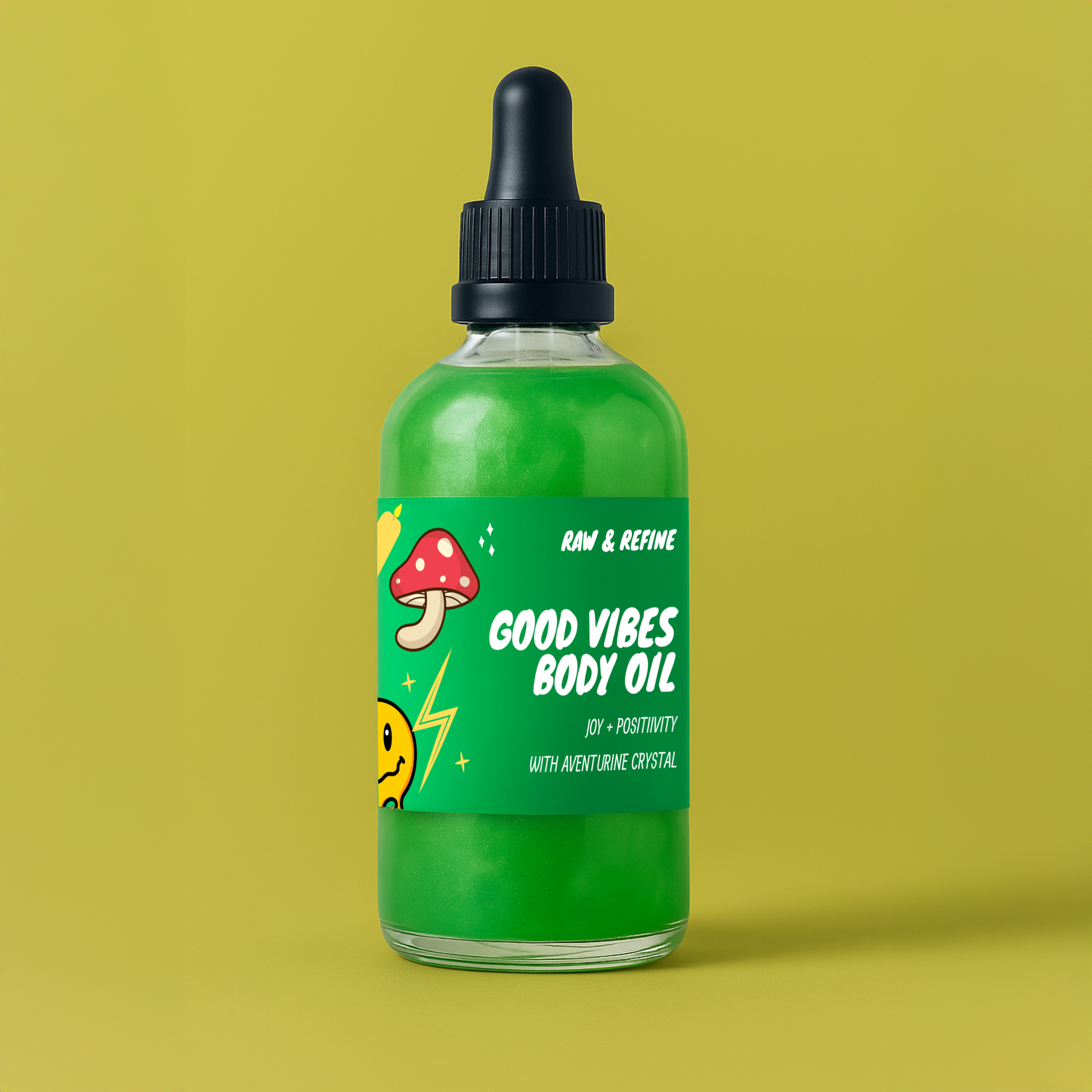Raw & Refine – wholesale Bath/body oil – Good Vibes Body Oil - Joy & Positivity - Green Aventurine Crystal Infused0