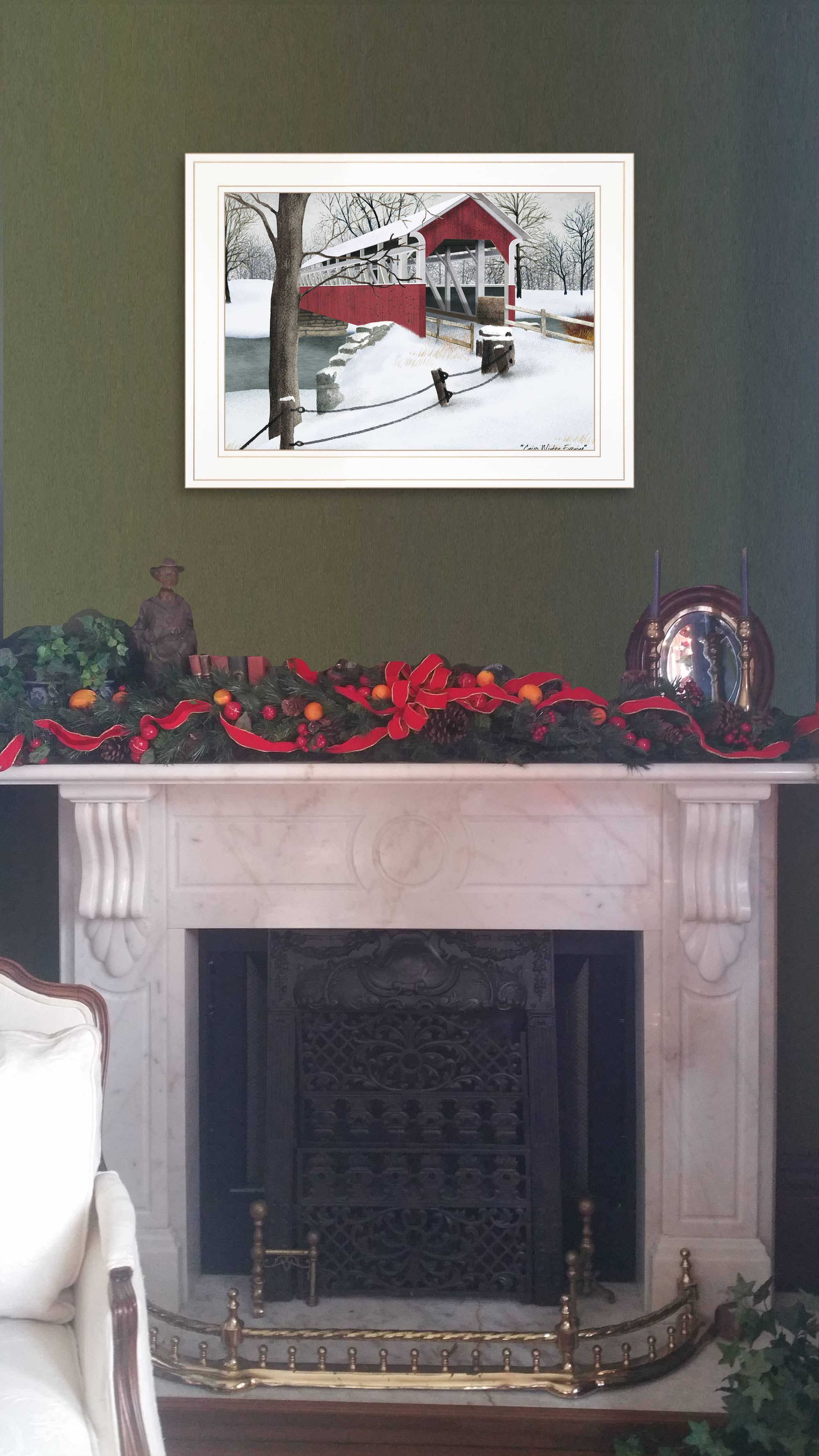 Trendy Decor 4U - Wholesale Art Print - "Crisp Winter Evening" by Billy Jacobs Print in White Frame1