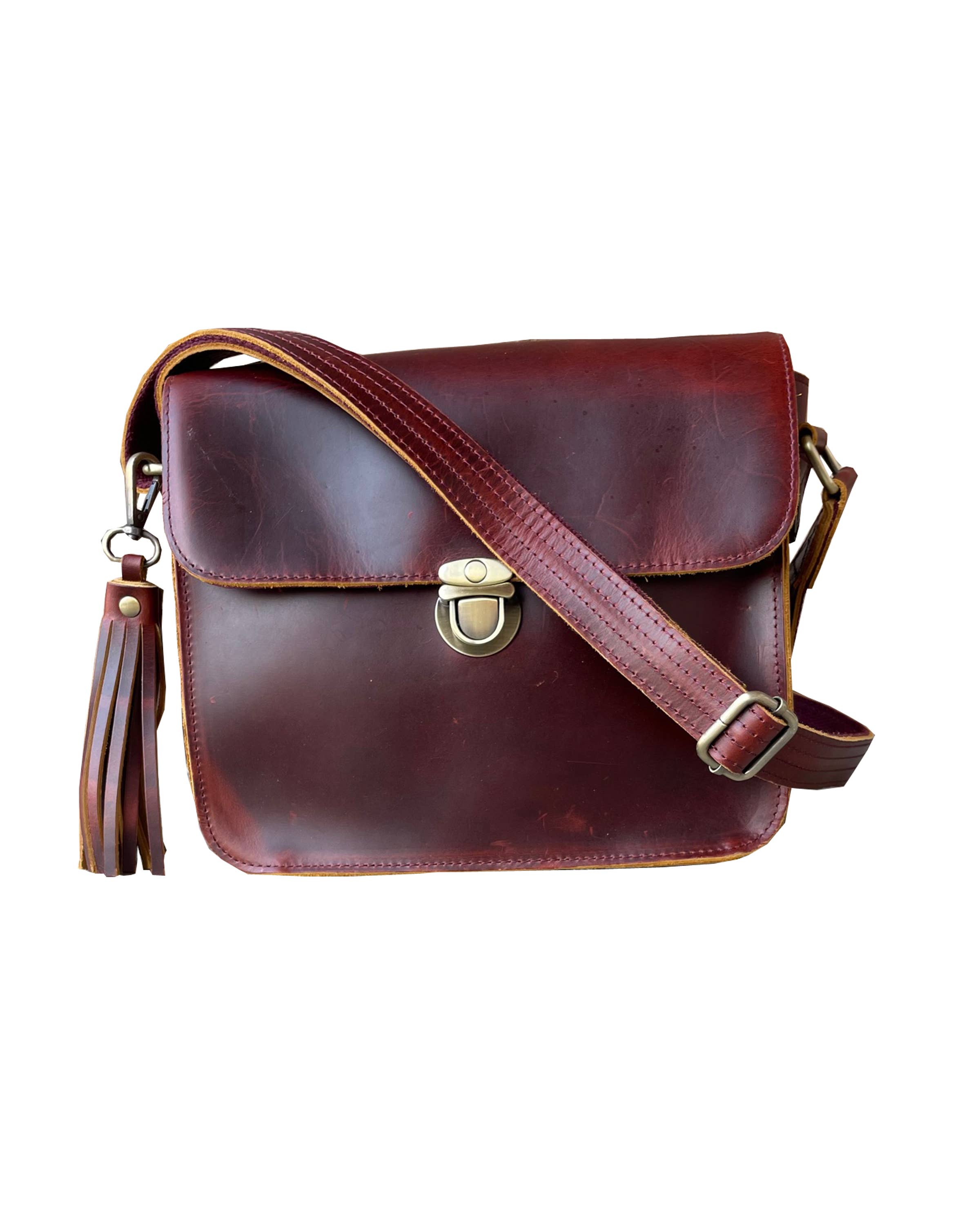 Roma Leathers, Inc. - Wholesale Crossbody Bag - Women's - Vintage leather crossbody shoulder bag with wire strap6