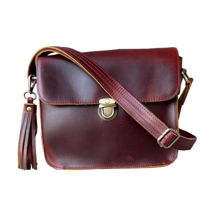 Roma Leathers, Inc. - Wholesale Crossbody Bag - Women's - Vintage leather crossbody shoulder bag with wire strap6