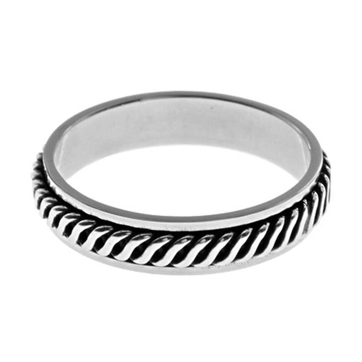 Harley-Drehring mit oxidiertem Diagonalmuster für den Großhandel von Kali Ma Designs - Sterling Silver Jewellery