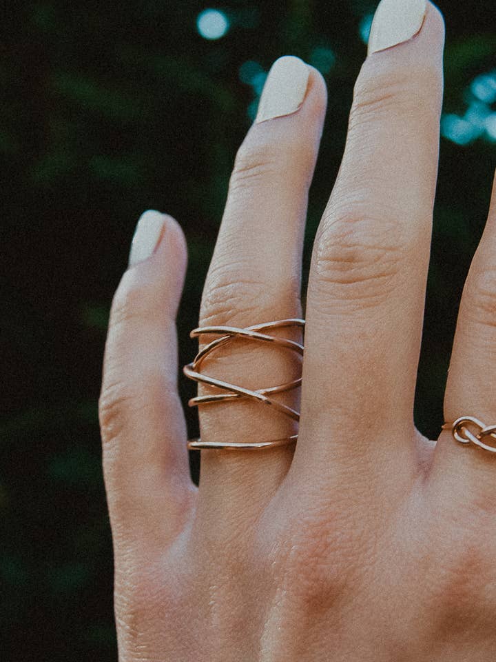 Extra Large Wraparound Ring, 14K Rose Gold Fill for wholesale by Hannah Naomi