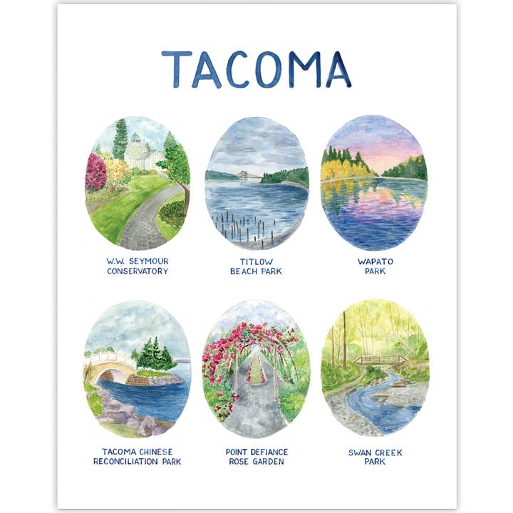 Tacoma Parks - 11" x 14" Watercolor Art Print for wholesale by Yardia