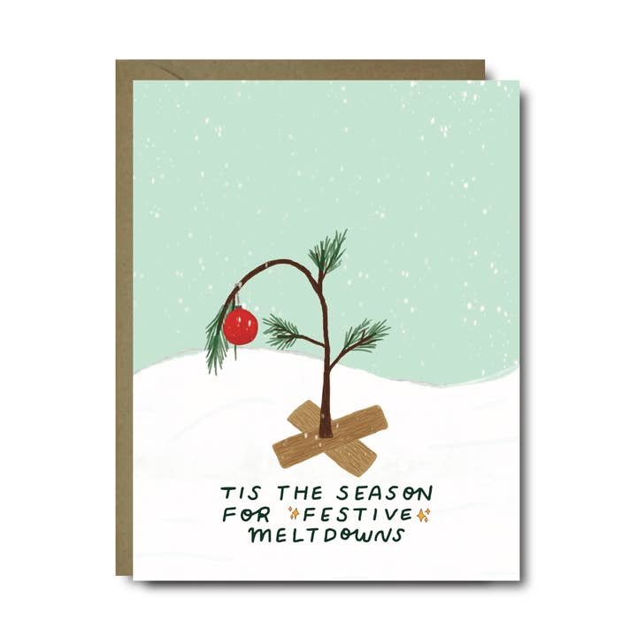 Festive Meltdowns Christmas Holiday Greeting Card for wholesale by Black Lab Studio