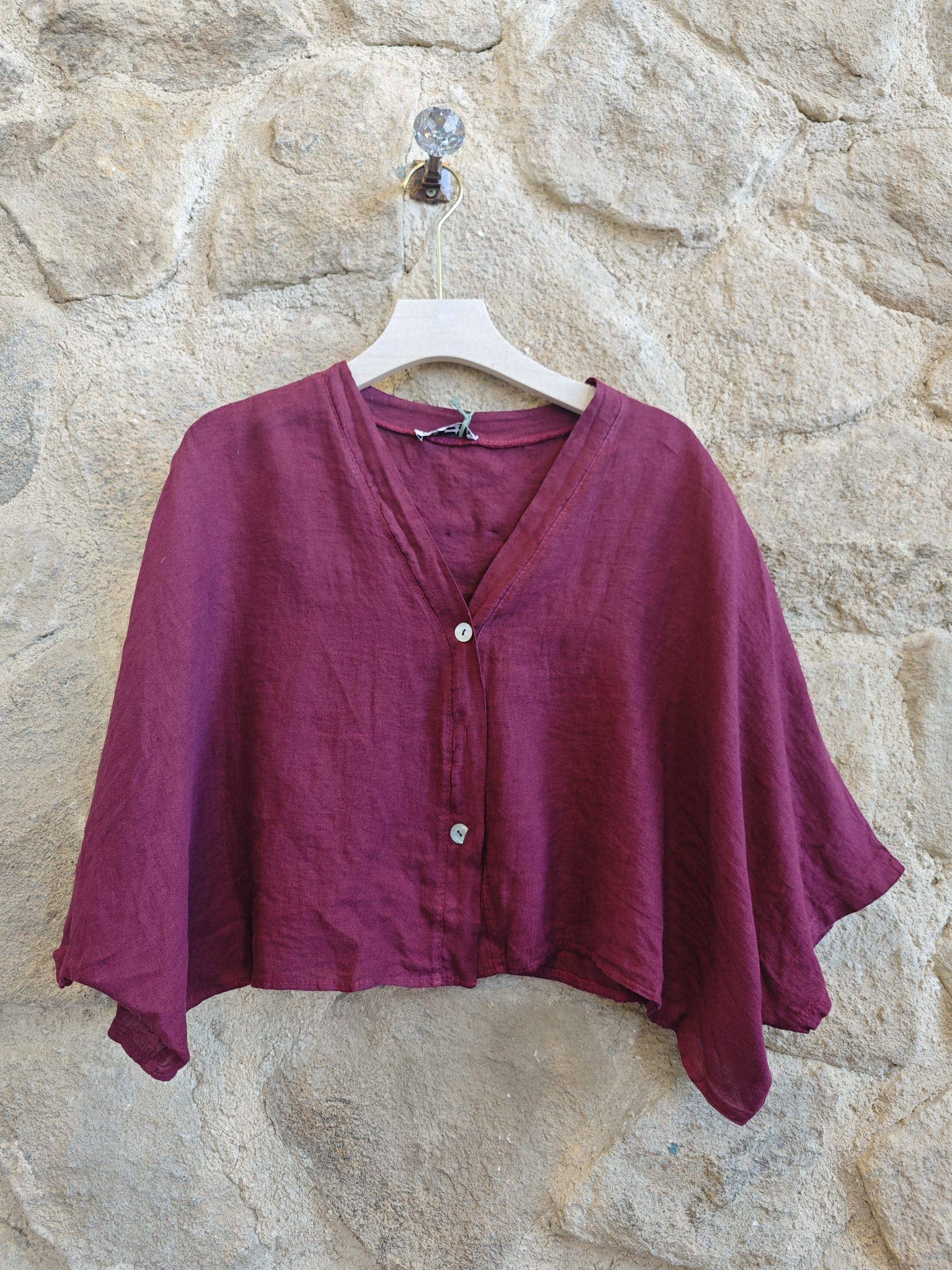 Linen & More - Wholesale Blouse - Dames - Kortelastische blouse met korte mouwen van 100% linnen10