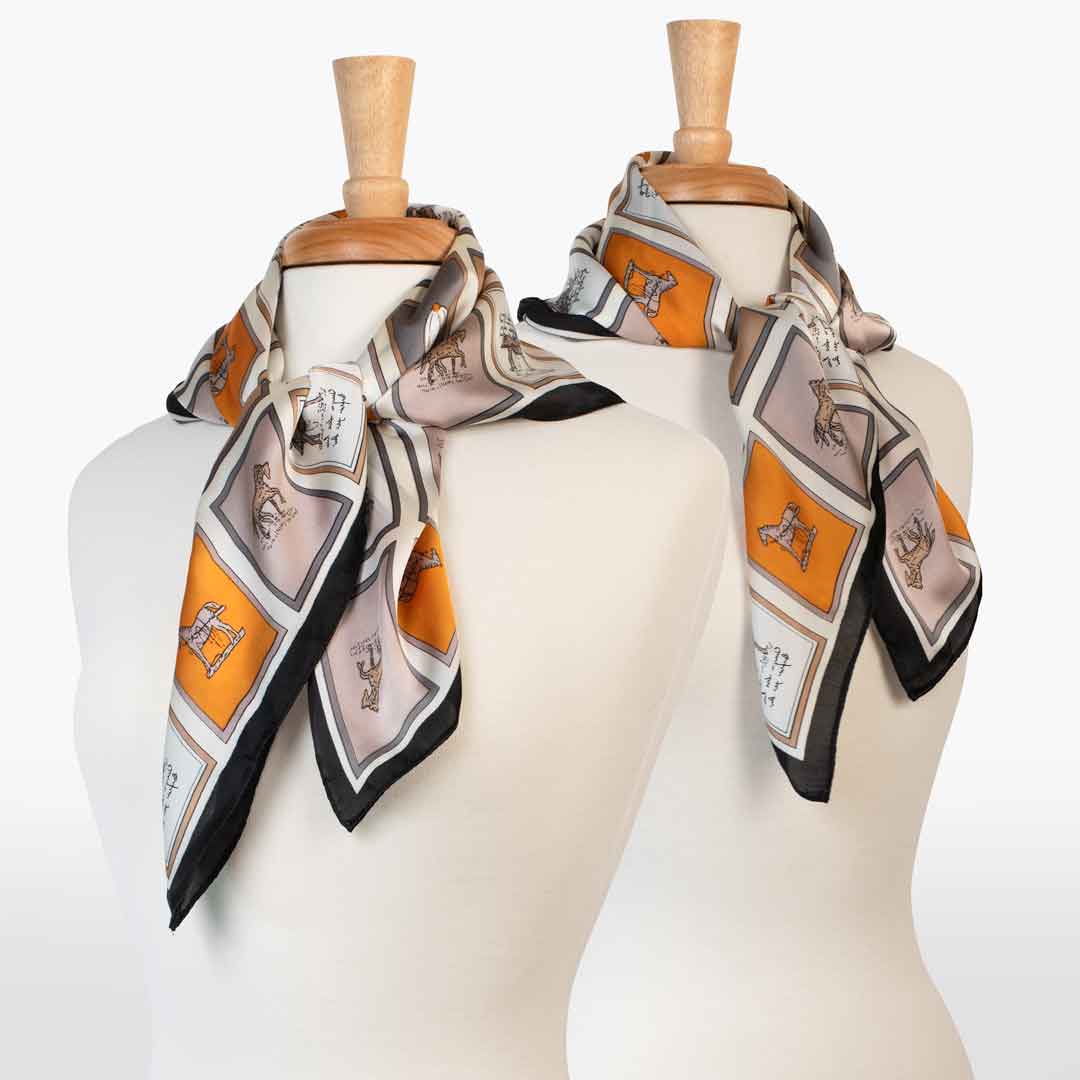 URBAN-EQUESTRIAN - Wholesale Scarf - Women's - Pony Club - Stylized Equestrian Scarf with Black Border4
