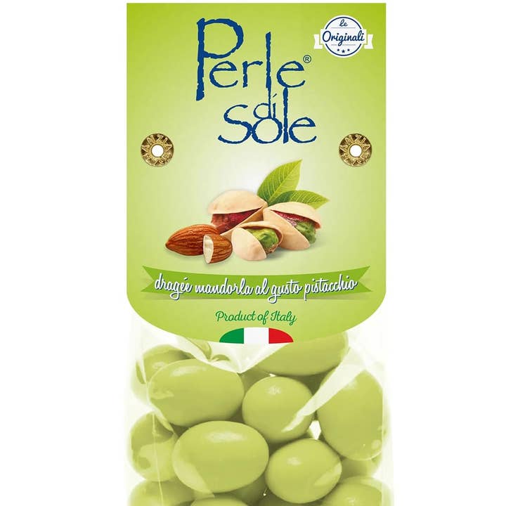Pistacie hvid chokoladeovertrukne mandler for engroshandel hos Perle di Sole LLC