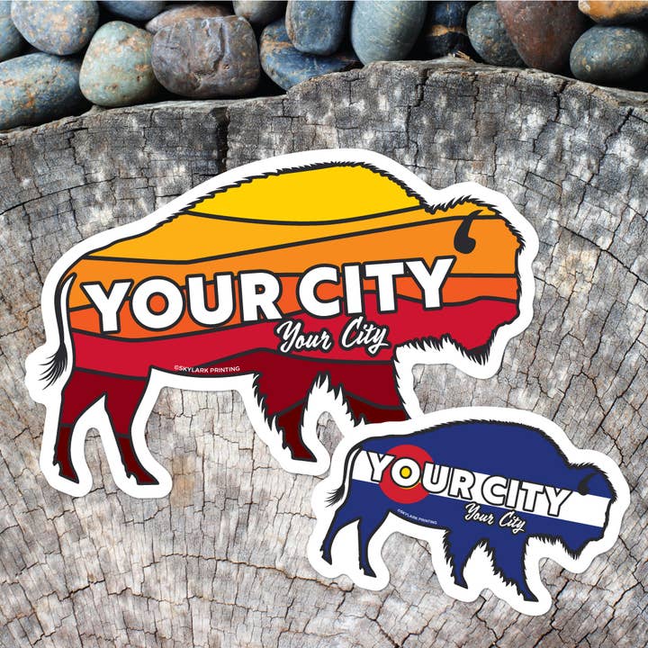 Custom Buffalo Souvenir Sticker with Your Text for wholesale by Skylark Printing