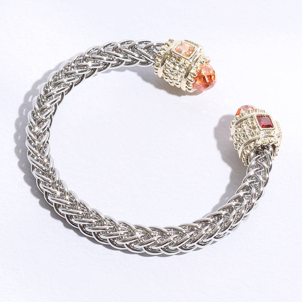 Fashion City - Vente Bracelet jonc - Bracelet jonc en forme de deux T, rond, entouré de pierres précieuses20