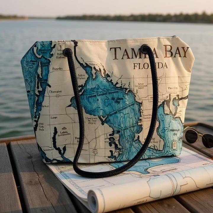 Sac en voile recyclée Tampa Bay Chart pour la vente par Florida Ecobags LLC