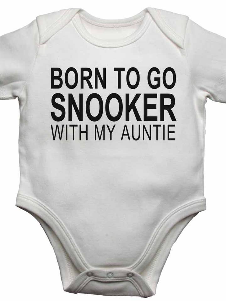 Born to Go Snooker with My Auntie - Baby Vests Bodysuits for Boys, Girls for wholesale by Little Ratbag