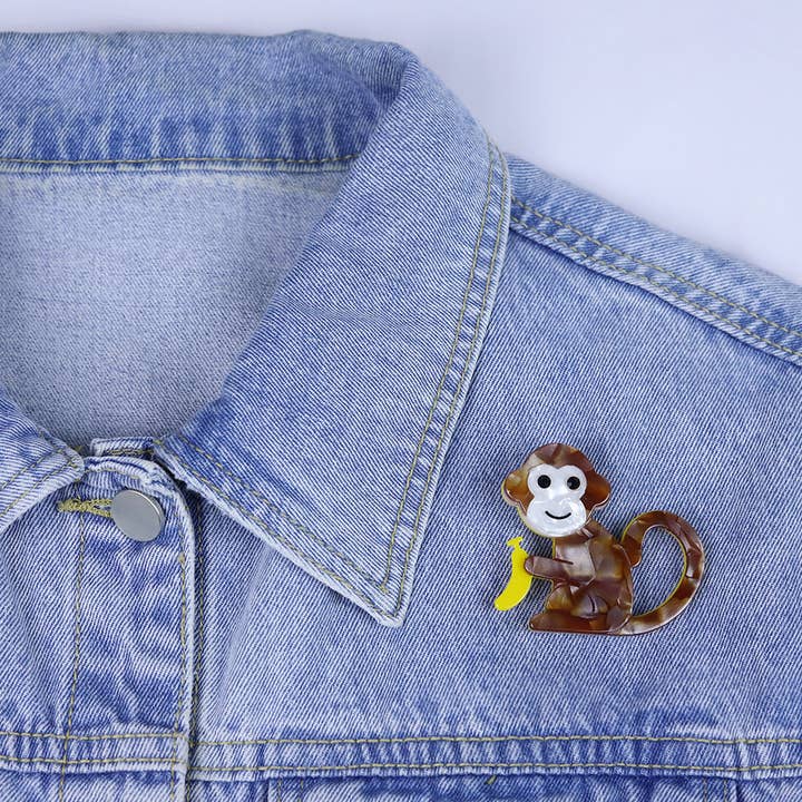 Ole - Wholesale Brooch - Monkey Shaped Acrylic Brooch Pin