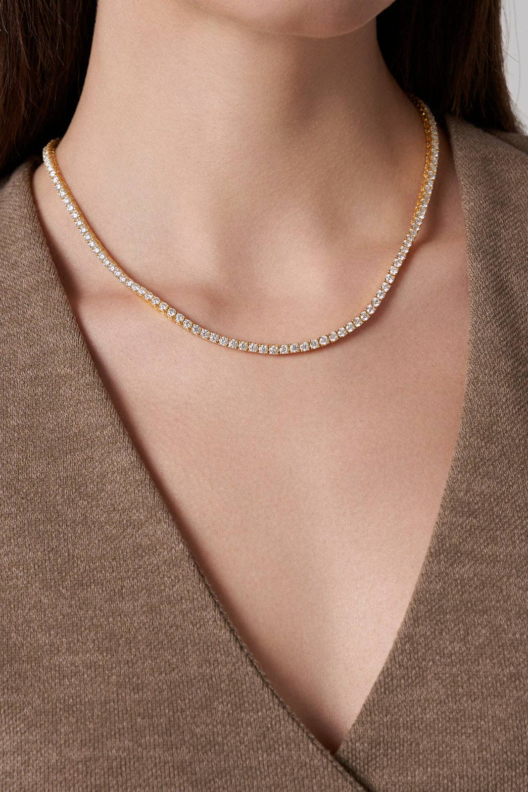 El&Elle – wholesale Link & chain necklace – Round Cut Moissanite Tennis Necklace3