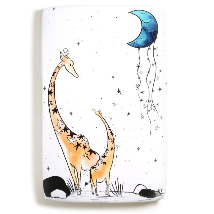 Wildkin - Wholesale Cot/Crib Sheets - Fitted Mini Crib Sheet - Giraffe & A Calf2