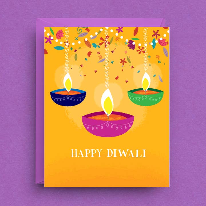 Carte de Diwali - Joyeuses Fêtes de Diwali avec Enveloppe pour la vente par Nicole Marie Paperie
