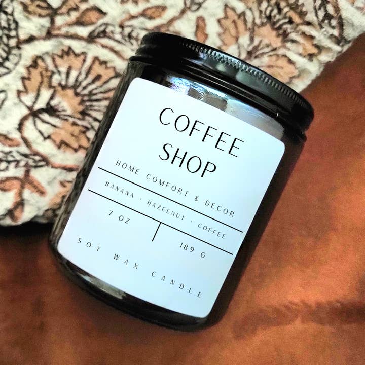 Bougie de soja en verre ambré à la noisette et au café ~ 7 oz pour la vente par Home Comfort and Decor LLC