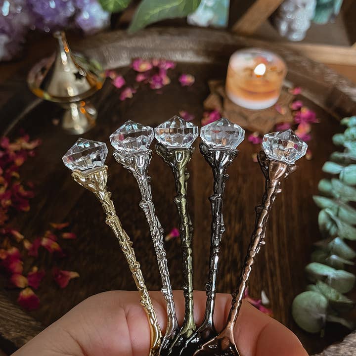 Moondust and Raven - Wholesale Kitchen Spoon - Diamond Crystal Witches Spoon, Witchy Ritual Herb Spoons