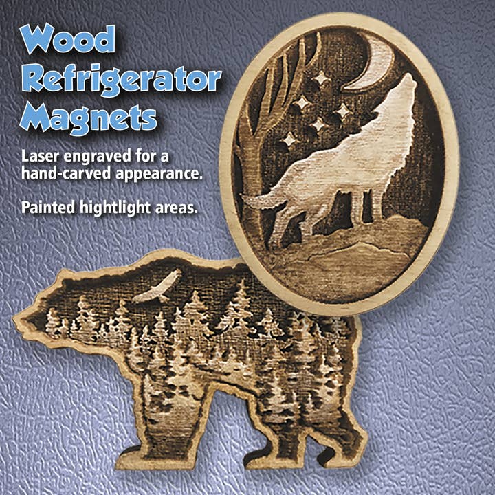 Carved Refrigerator Magnets for wholesale by First Mountain Design