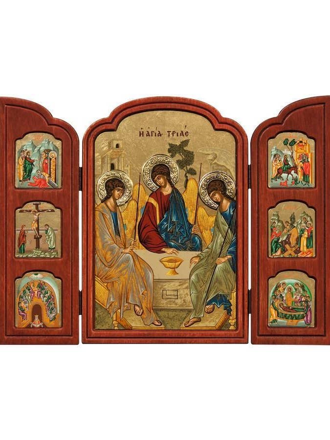 The Holy Trinity Silk Screen Triptych Icons for wholesale by The Art of the Icon