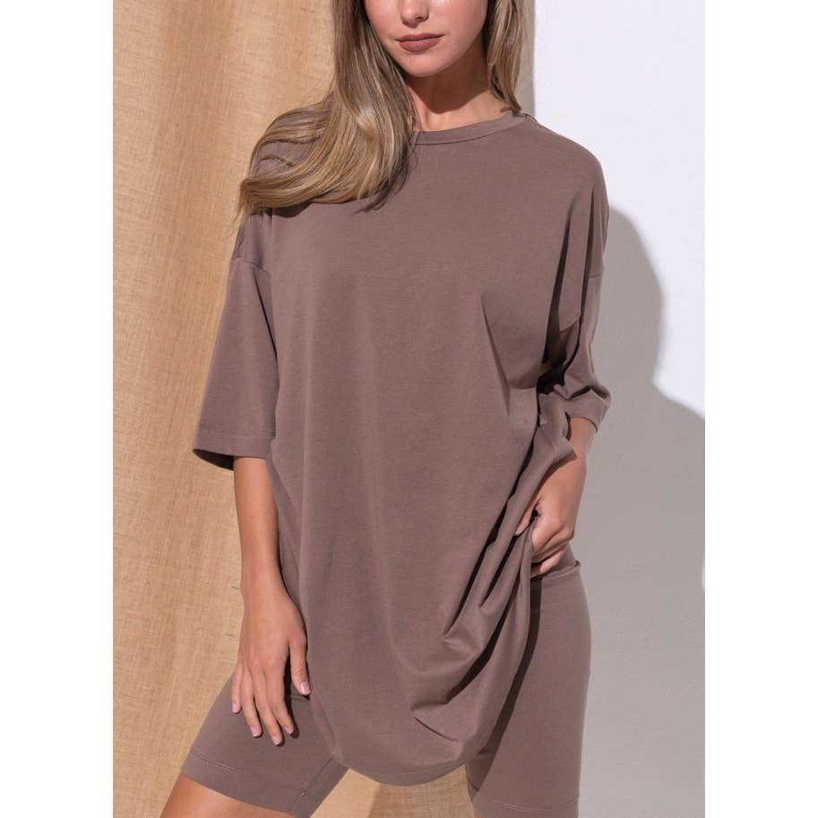 Coloring You – Conjuntos Casual - Mulher por atacado – FSG-ST8296 CONJUNTO DE SHORTS DE CAMISETA DE GRANDES DIMENSÕES E CAMISA DE MOTOQUEIRO5