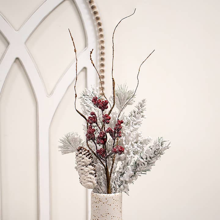 Saybrook Lane - Wholesale Christmas Decoration - Frosty Pines & Berries Pick, 15"1