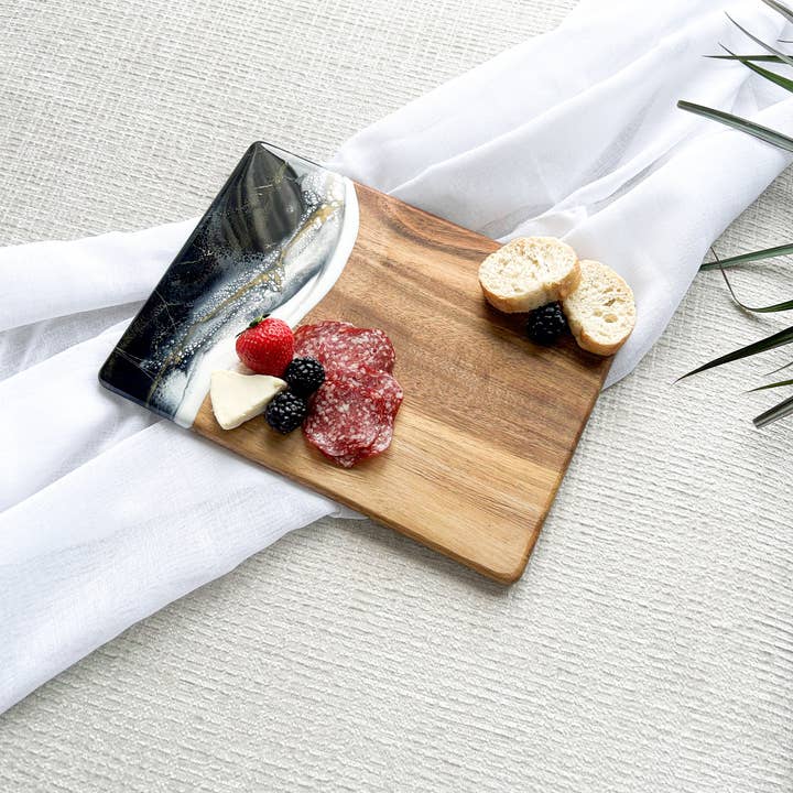 Lynn & Liana Designs - Wholesale Cheese Board - Wood and Resin Date Night Cheese Board / Charcuterie Board