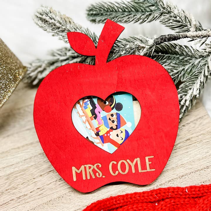 Apple Gift Card Holder Ornament Photo Frame for wholesale by Lemondrop Designs