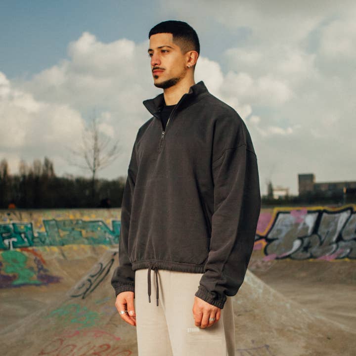 Essential 3/4 Zip Sweatshirt Shadow for wholesale by Storm Active