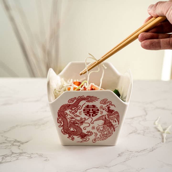 Urban Tokyo - Wholesale Decorative Plate/Dish/Bowl - 16oz 5"W x 4"H Takeout Box Serving Bowl With Chopsticks Phoenix (1/16)6