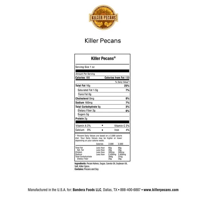 Killer pecans - Wholesale Nuts - Original Spice Killer Pecans, Spicy, Sweet, Addictive! 8 oz1