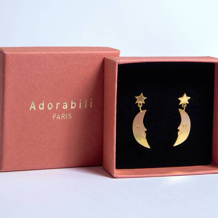 Celeste earrings gilded with fine gold for wholesale by Adorabili