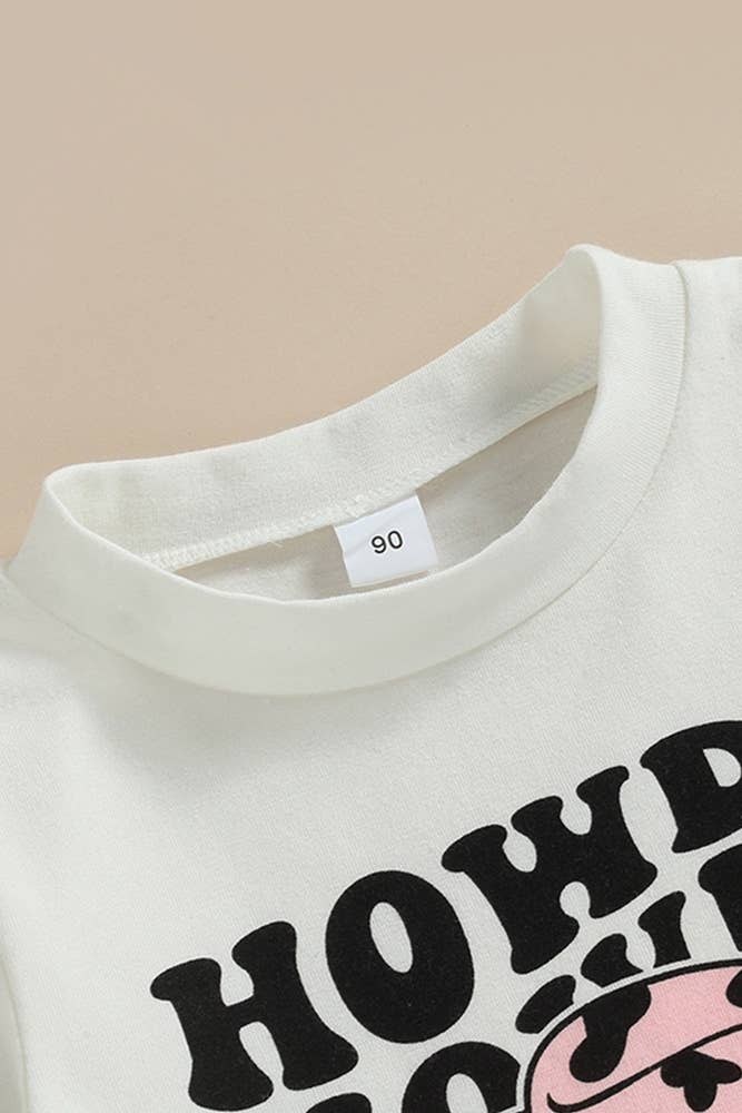 UNISHE - Vente Ensemble haut et pantalon – enfant - Ensemble de 2 pantalons et hauts évasés à pompons pour enfants BDR0095